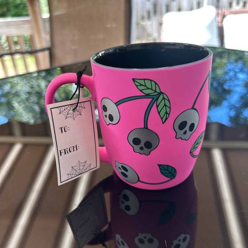 Cobwebs& Cauldrons Pink Skull Design Mug